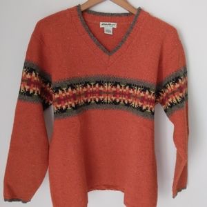Eddie Bauer V- Neck wool sweater Size S